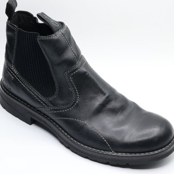 Clarks Men's Morris Easy Chelsea Boot Black Leather Size 12 M - Picture 1 of 4